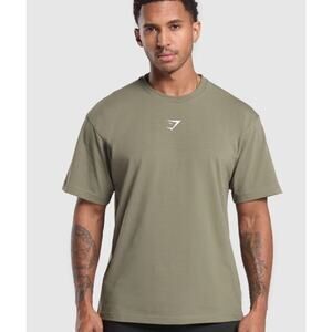 Gymshark Mens Short Sleeve Tee Shirt Olive Green Graphic Size Small Gorgeous!